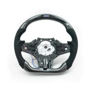SHFT BMW G8X Flat Bottom Steering Wheel In Gloss Carbon Fibre & Alcantara With LED Display (G80 M3, G82 M4 & G87 M2)