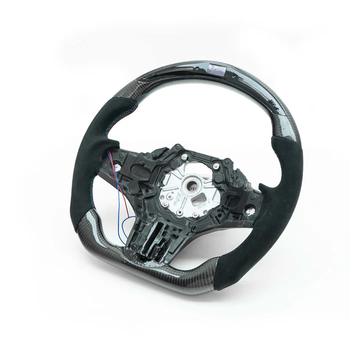 SHFT BMW G8X Flat Bottom Steering Wheel In Gloss Carbon Fibre & Alcantara With LED Display (G80 M3, G82 M4 & G87 M2) - Image 4